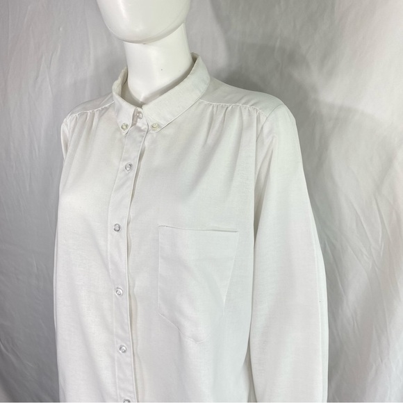 Lady Oak Hill Women’s Vintage Pleated Shoulder Button Down Long Sleeve Blouse - Picture 2 of 9